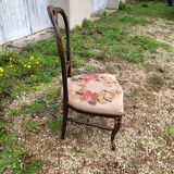 Chaise Napoléon III bois doré nacre XIXe