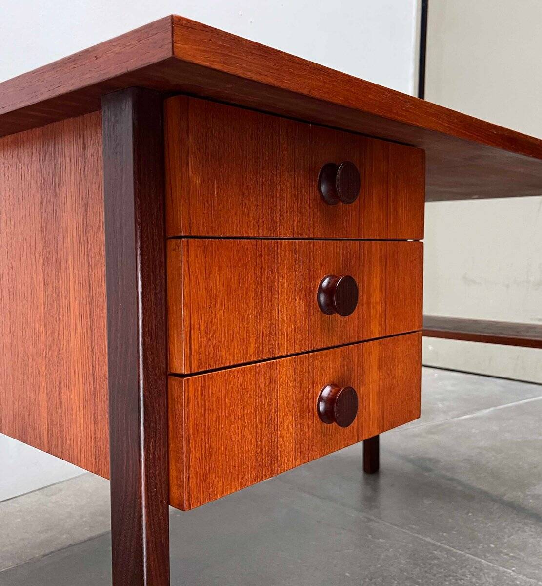 Mid-century modern teak desk by Asko Finland, 1960s.