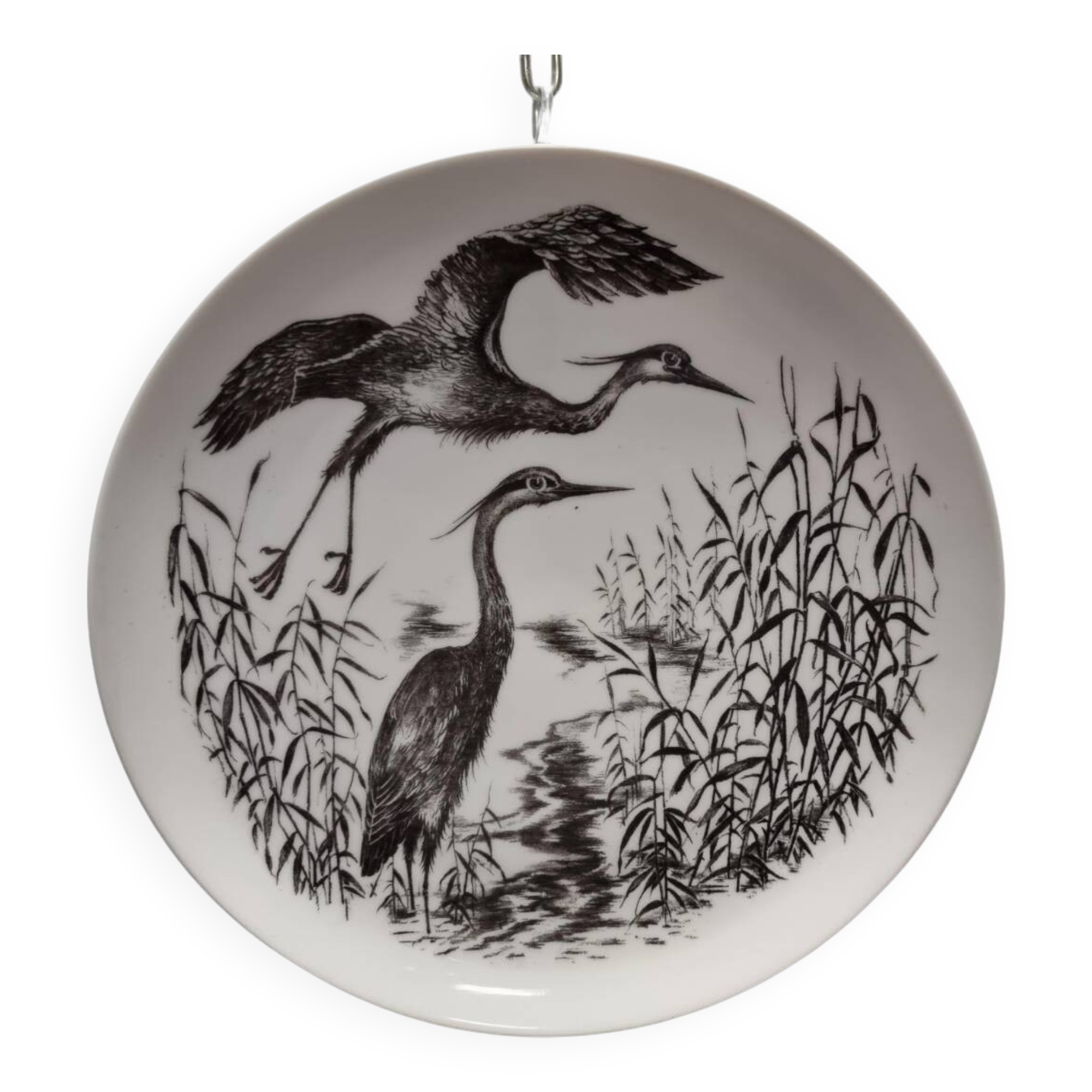 Vintage wall plate with herons