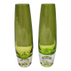 Torpedo glass vases in light green colours, inlaid trasparent glass bubbles