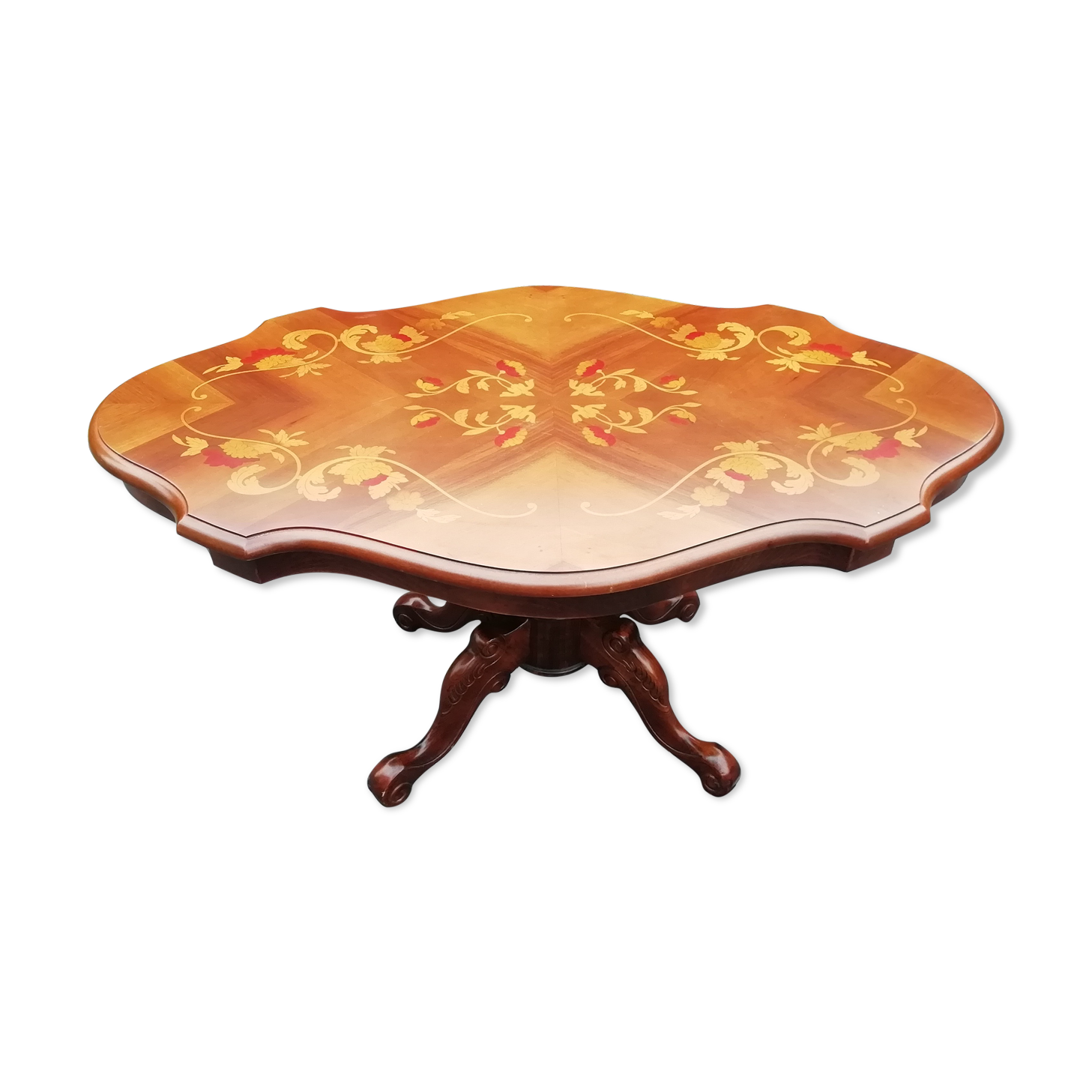 Coffee table with marquetry top