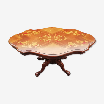 Coffee table with marquetry top