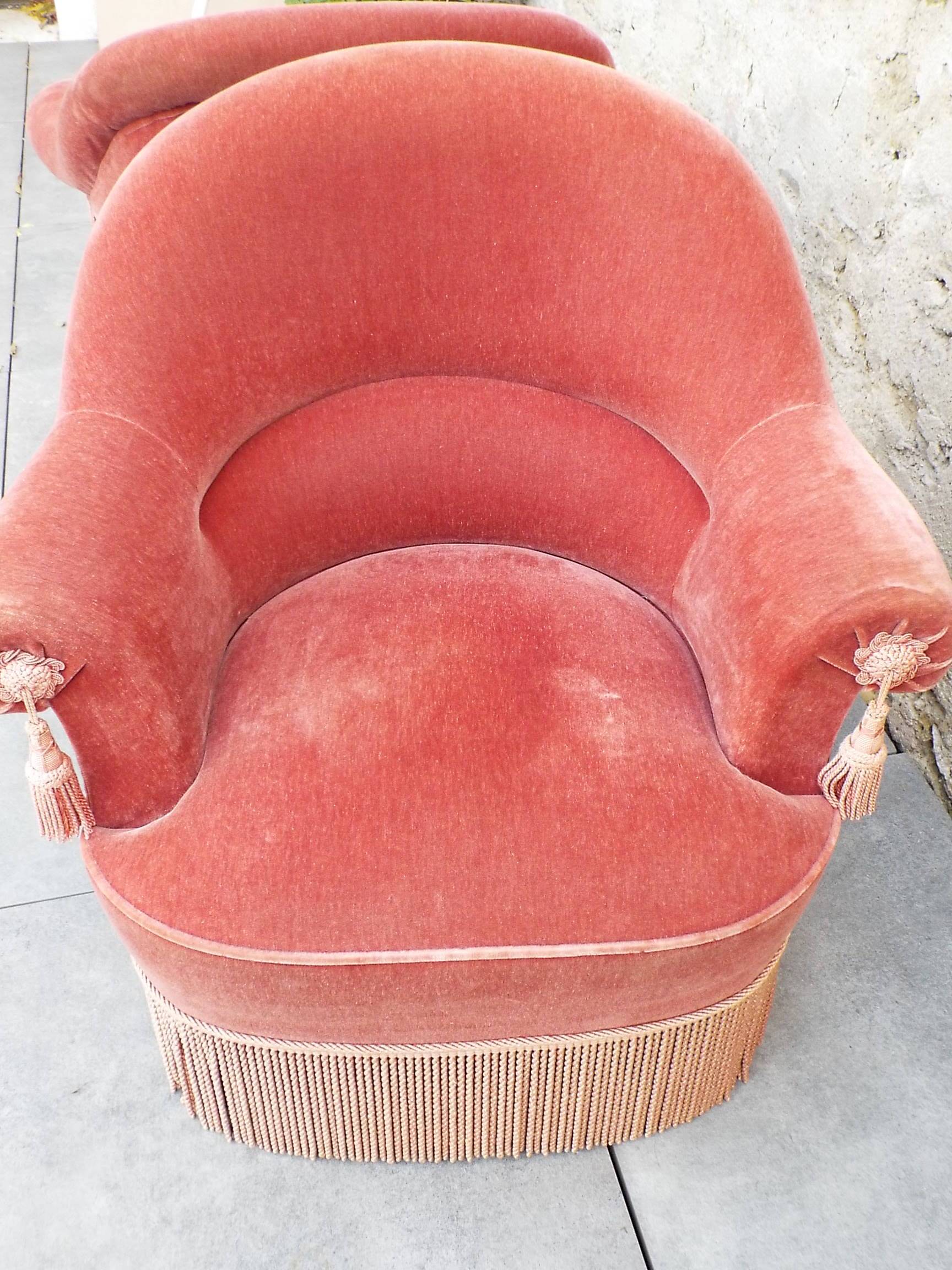 Paire de fauteuils crapaud velours