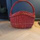 Red painted rattan basket