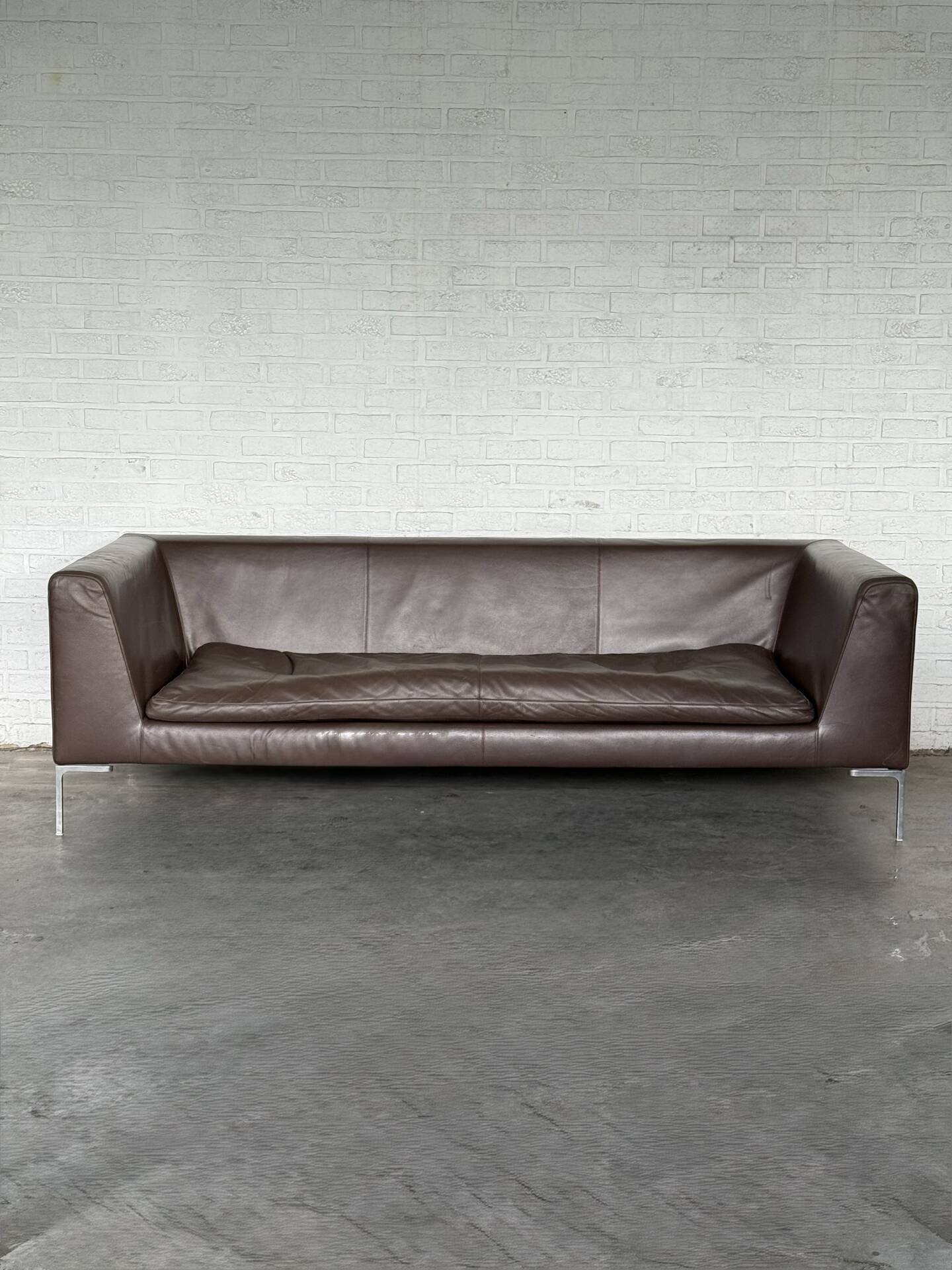 B&B Italia sofa “Charles” Leather Sofa with Matching Ottoma