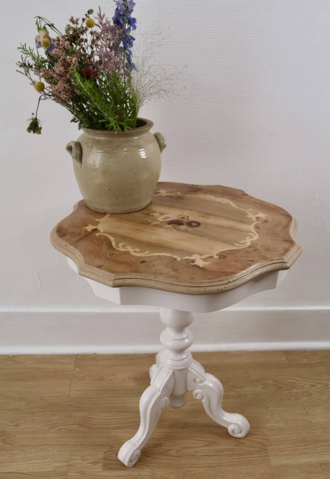 White/wood side table
