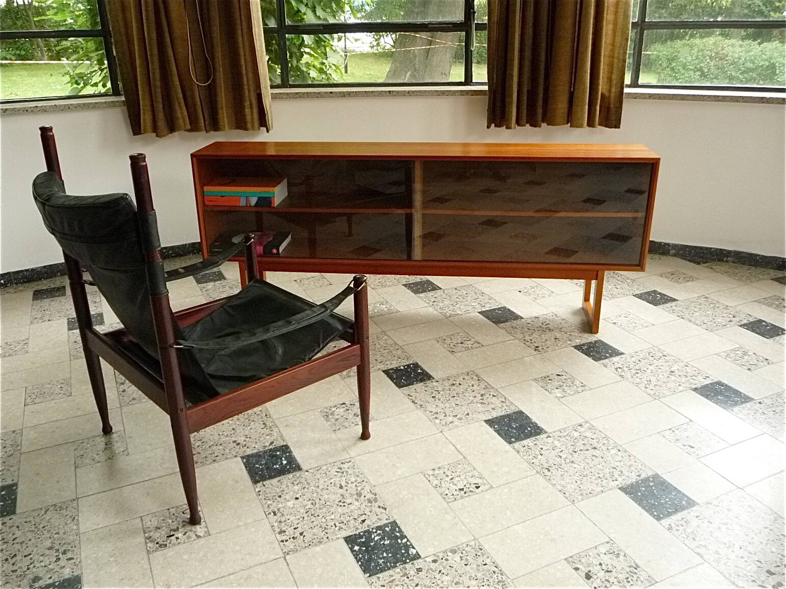 Danish Modern Leather High Back Safari Chair by Erik Wørts for Nils Eillersen, 1960s