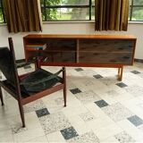 Danish Modern Leather High Back Safari Chair by Erik Wørts for Nils Eillersen, 1960s