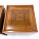 Set of walnut veneer side or night tables with brass detail, Italy 1950s