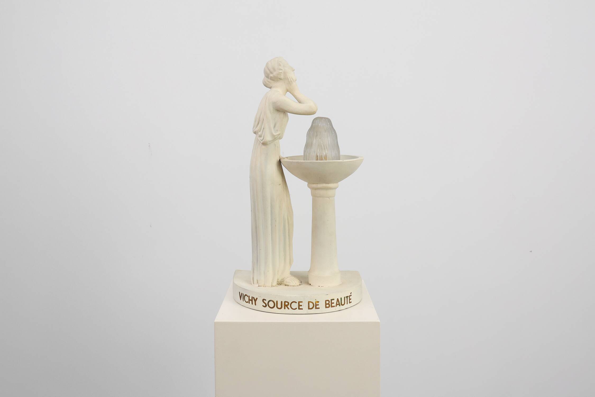 Art Deco Vichy Advertising Lamp in Plaster, Belgium 1930s