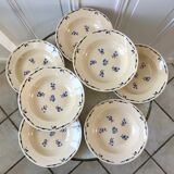 Set of 7 hollow plates k&g lunéville model "flore" 30s