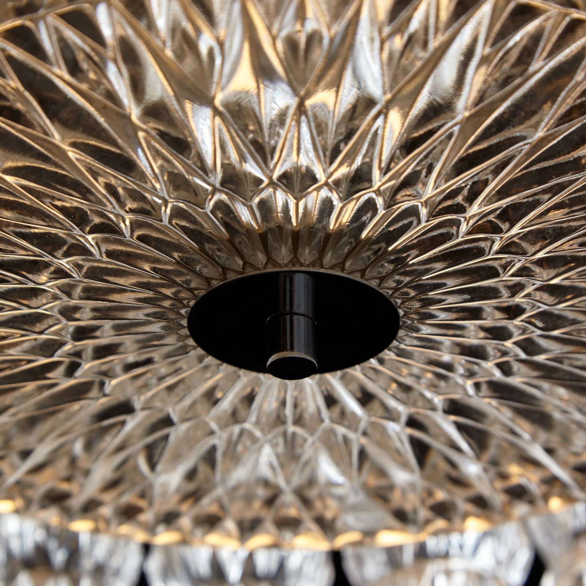 Glass and chrome chandelier