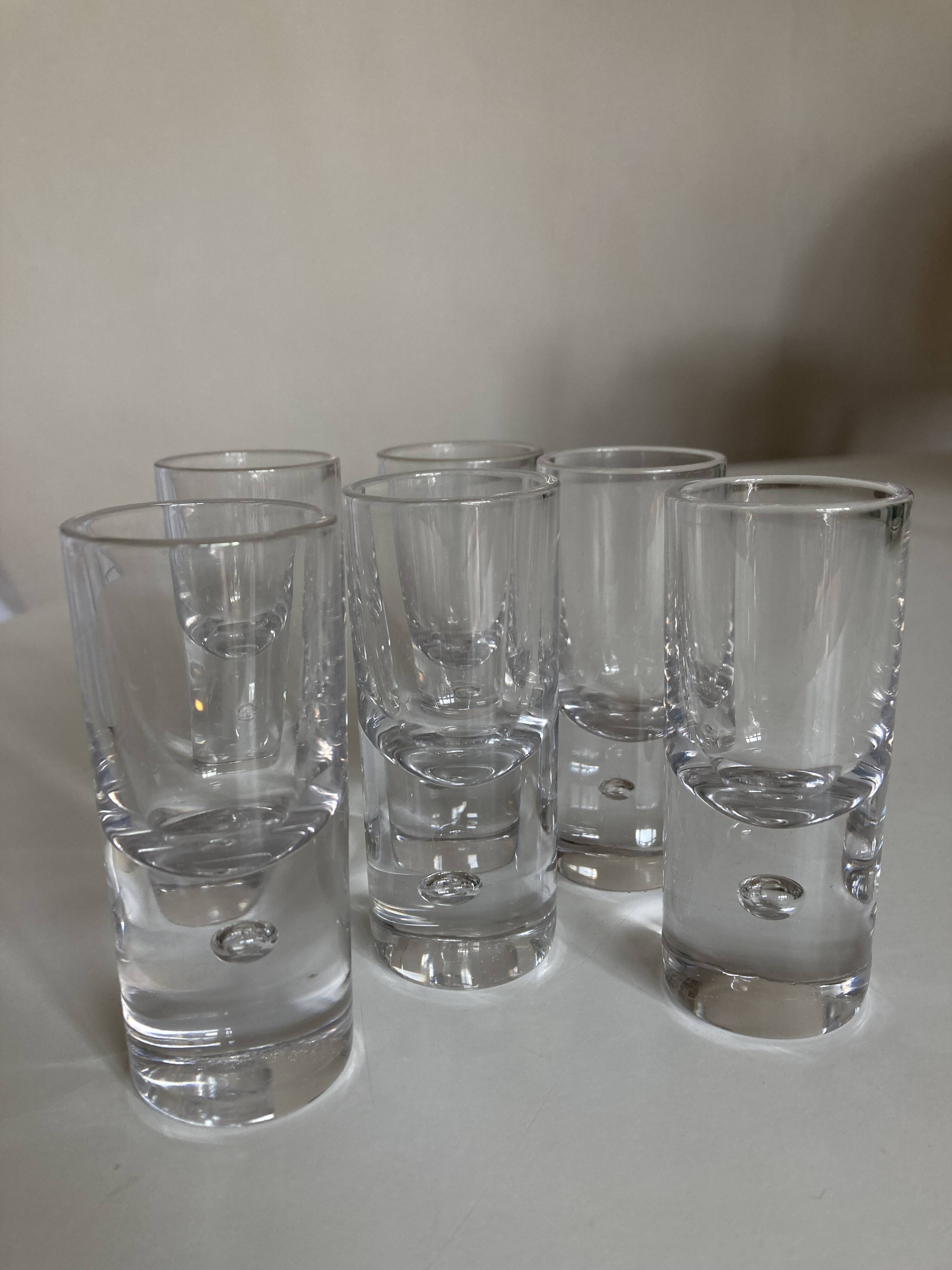Set of 6 Scandinavian bubble foot vodka shots 1970