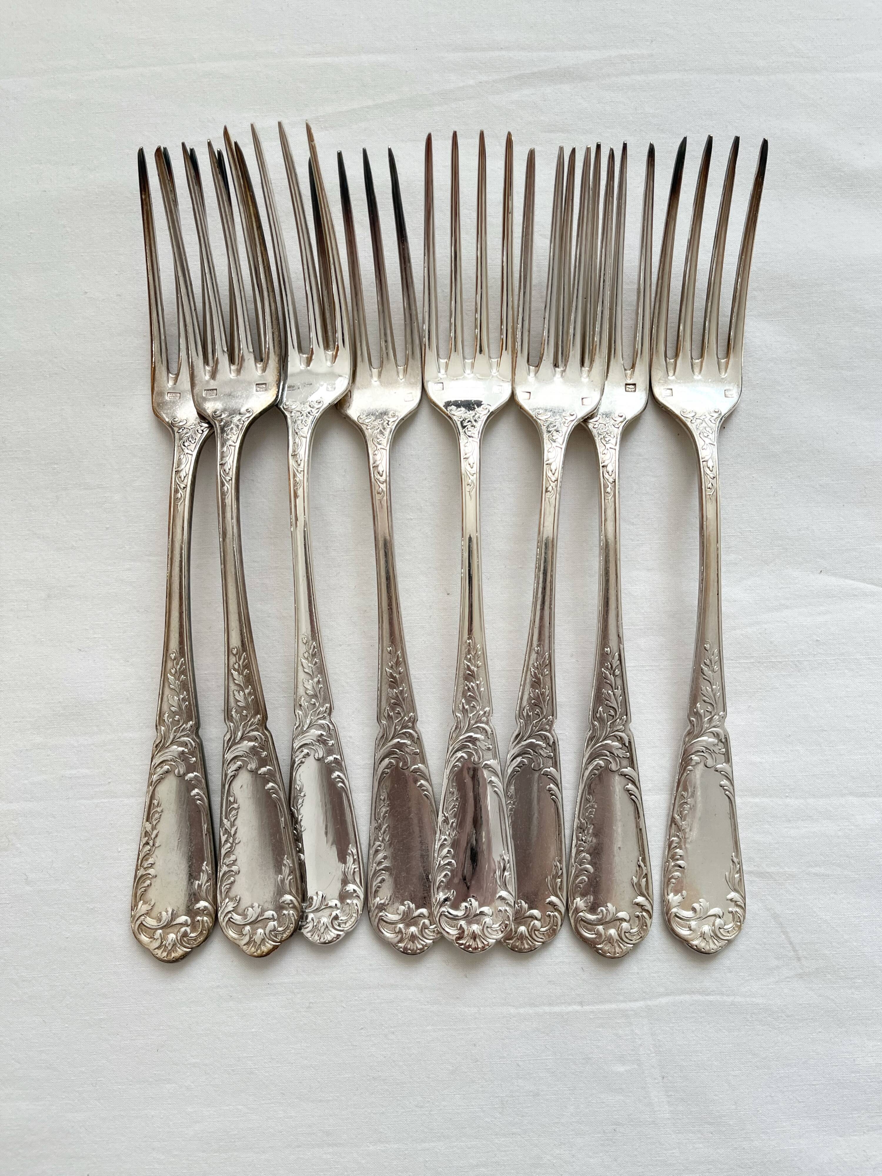 Set of 8 forks in SFAM silver metal