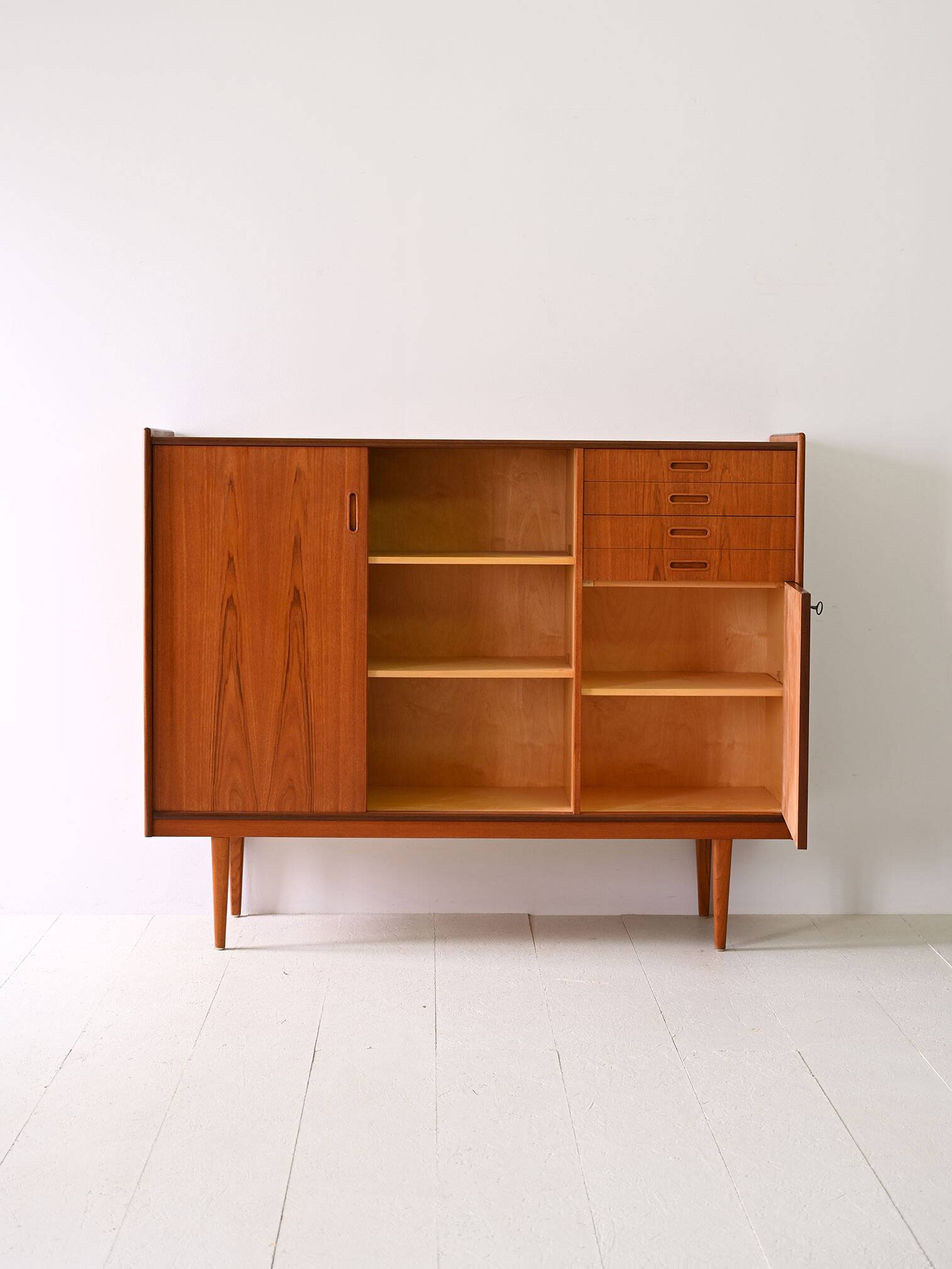 Vintage teak wood highboard