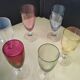 6 glass champagne flutes in different colours