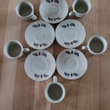 5 cups and saucers St Amand earthenware