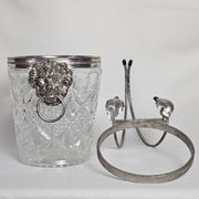 Lion head champagne bucket and its stand 20th century