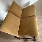 Vintage yellow velvet Scandinavian bench