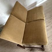 Banquette scandinave vintage velours jaune