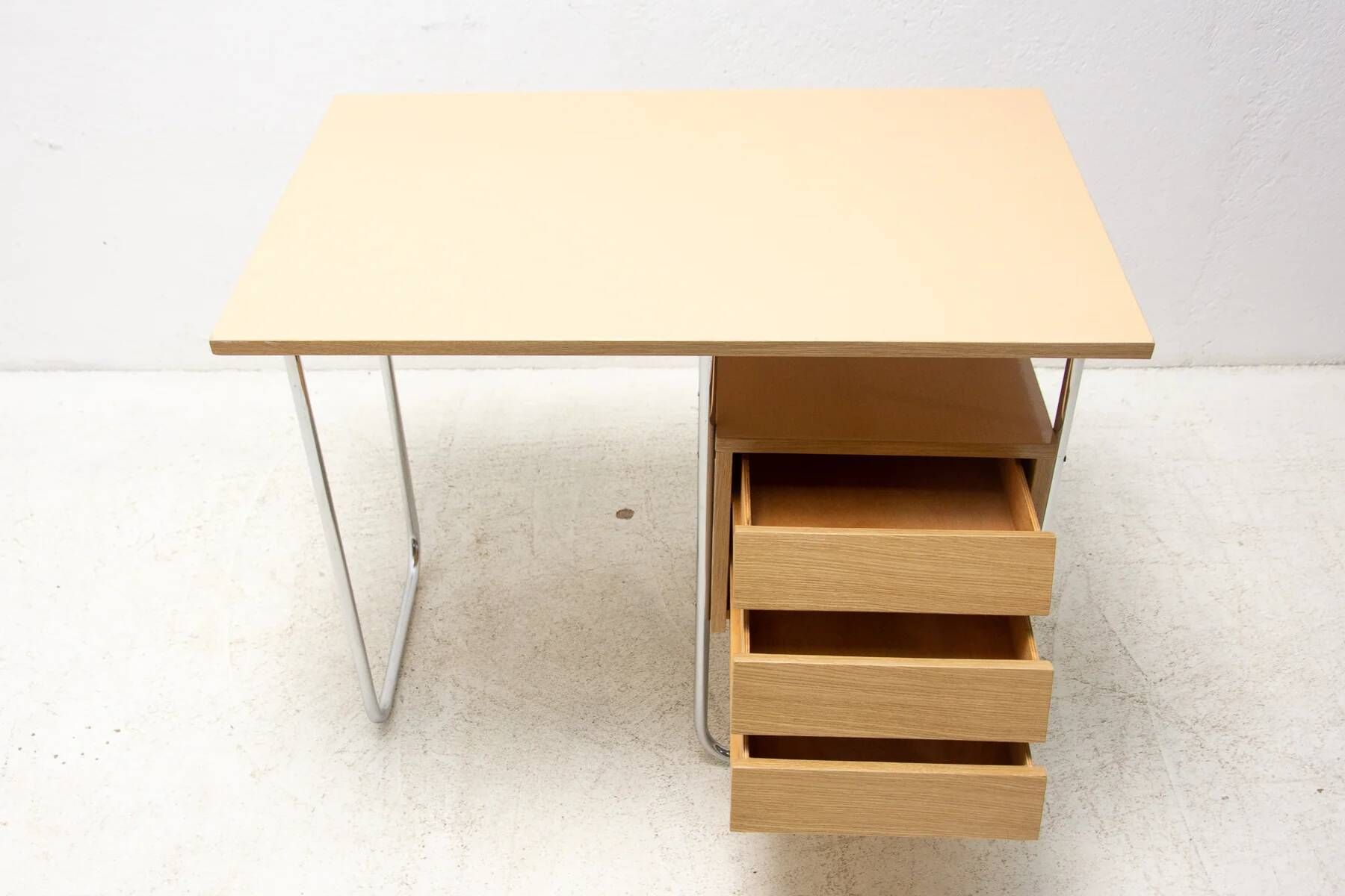 Writing desk, mid-century chrome and formica desk, 1950s, Czechoslovakia