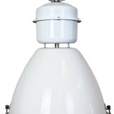 Lampe d'usine industrielle en métal émaillé blanc et verre, 1990