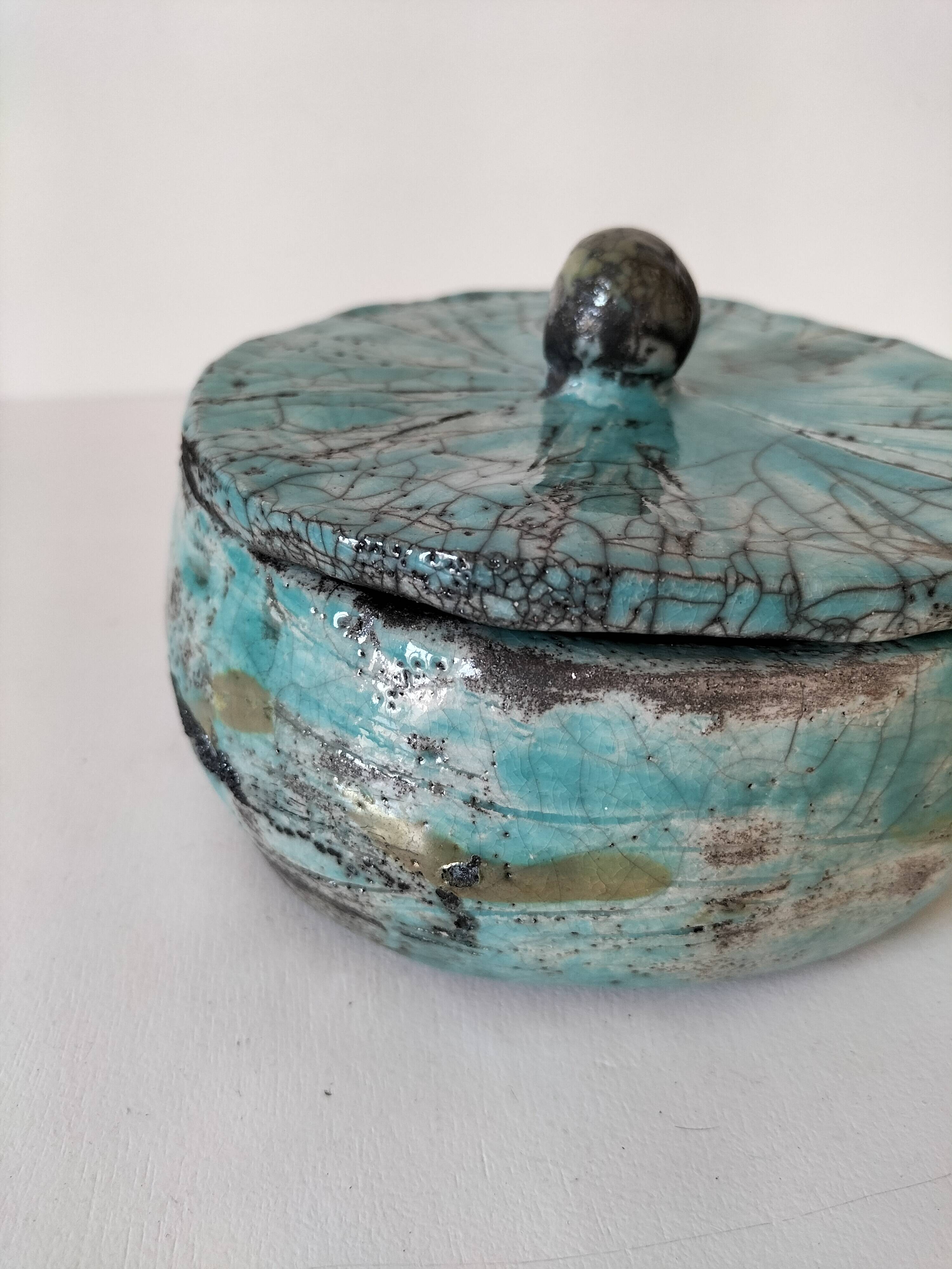 Raku-style handcrafted ceramic box