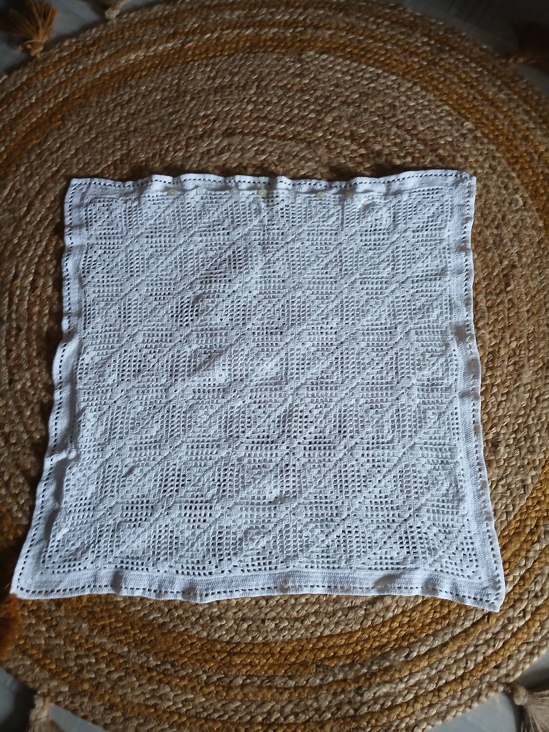 Handmade crochet antique pillowcase