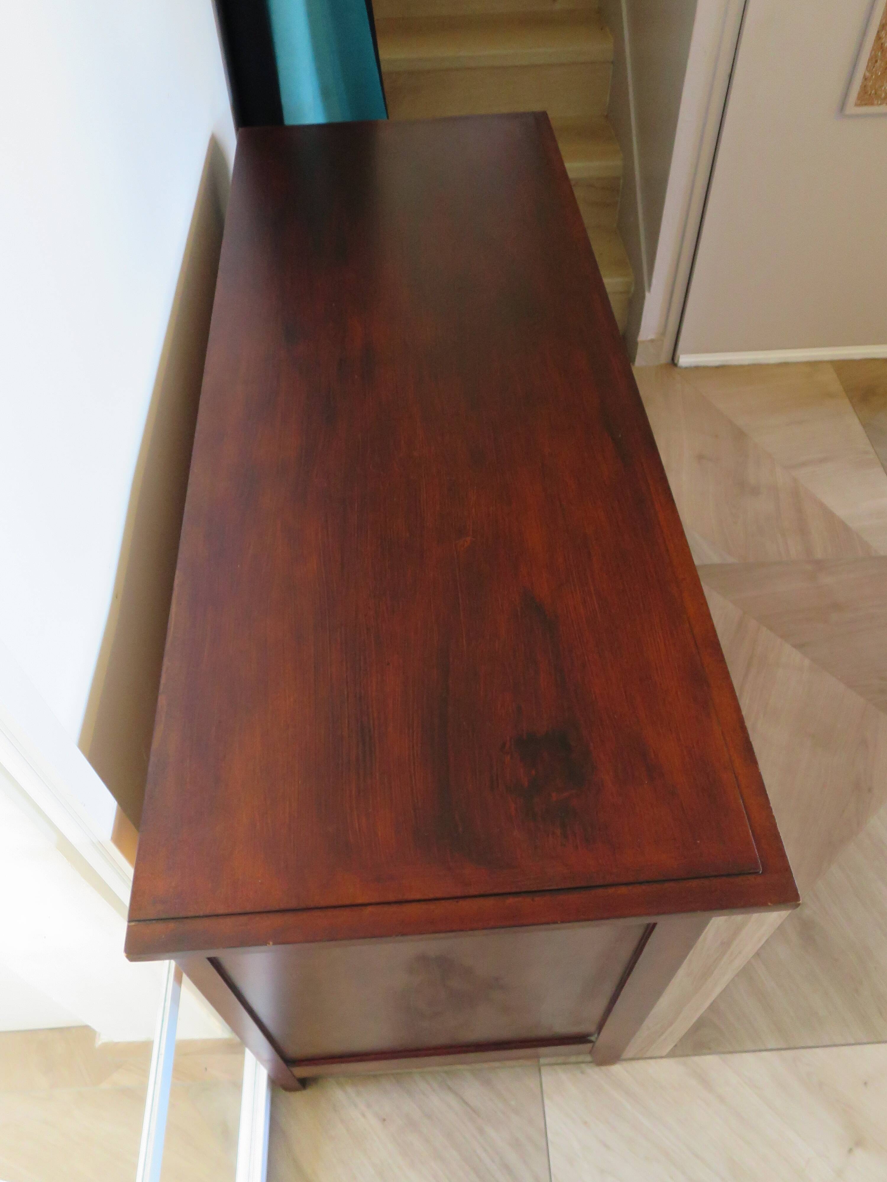 Commode longue–3 tiroirs -style colonial–Teinte acajou