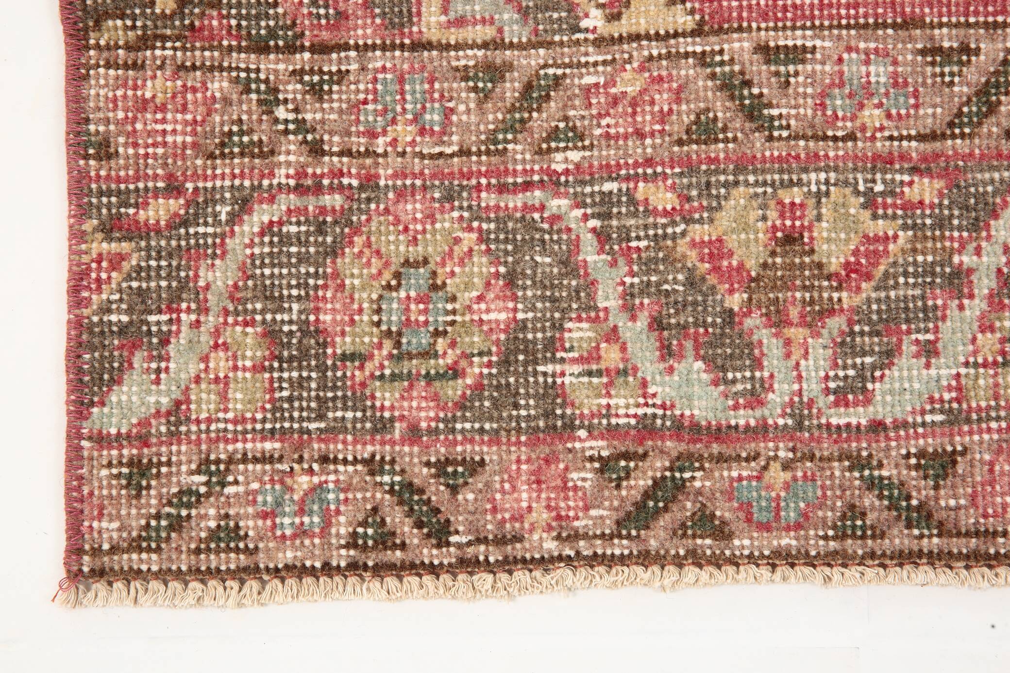 3x13 Red & Pink Vintage Runner Rug, 91x399Cm