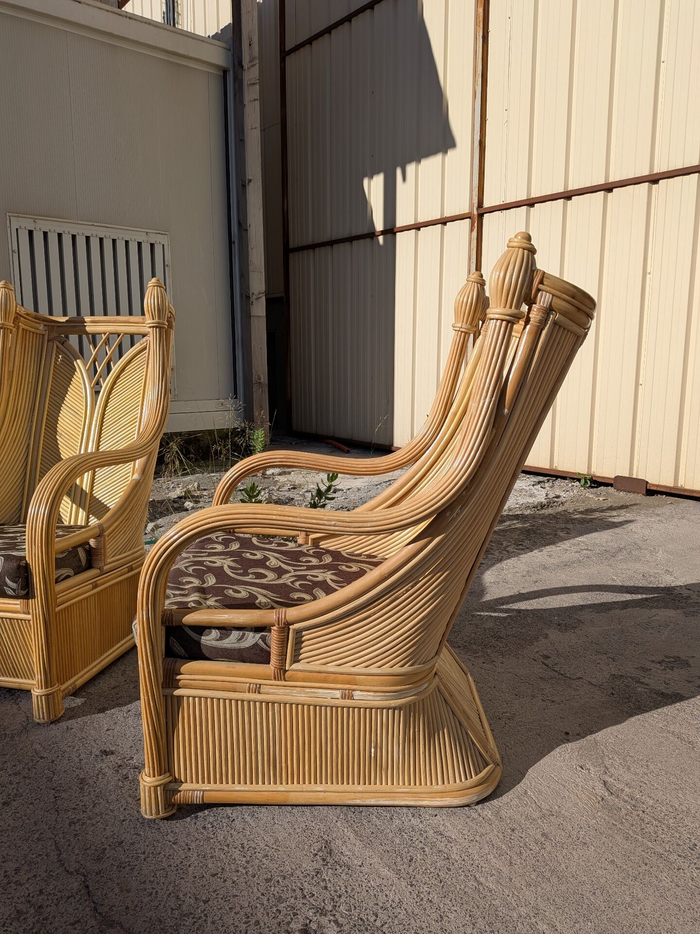 Pair of rattan armchairs