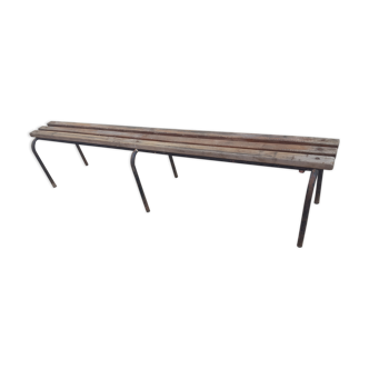 Banc d'école bois et métal vintage