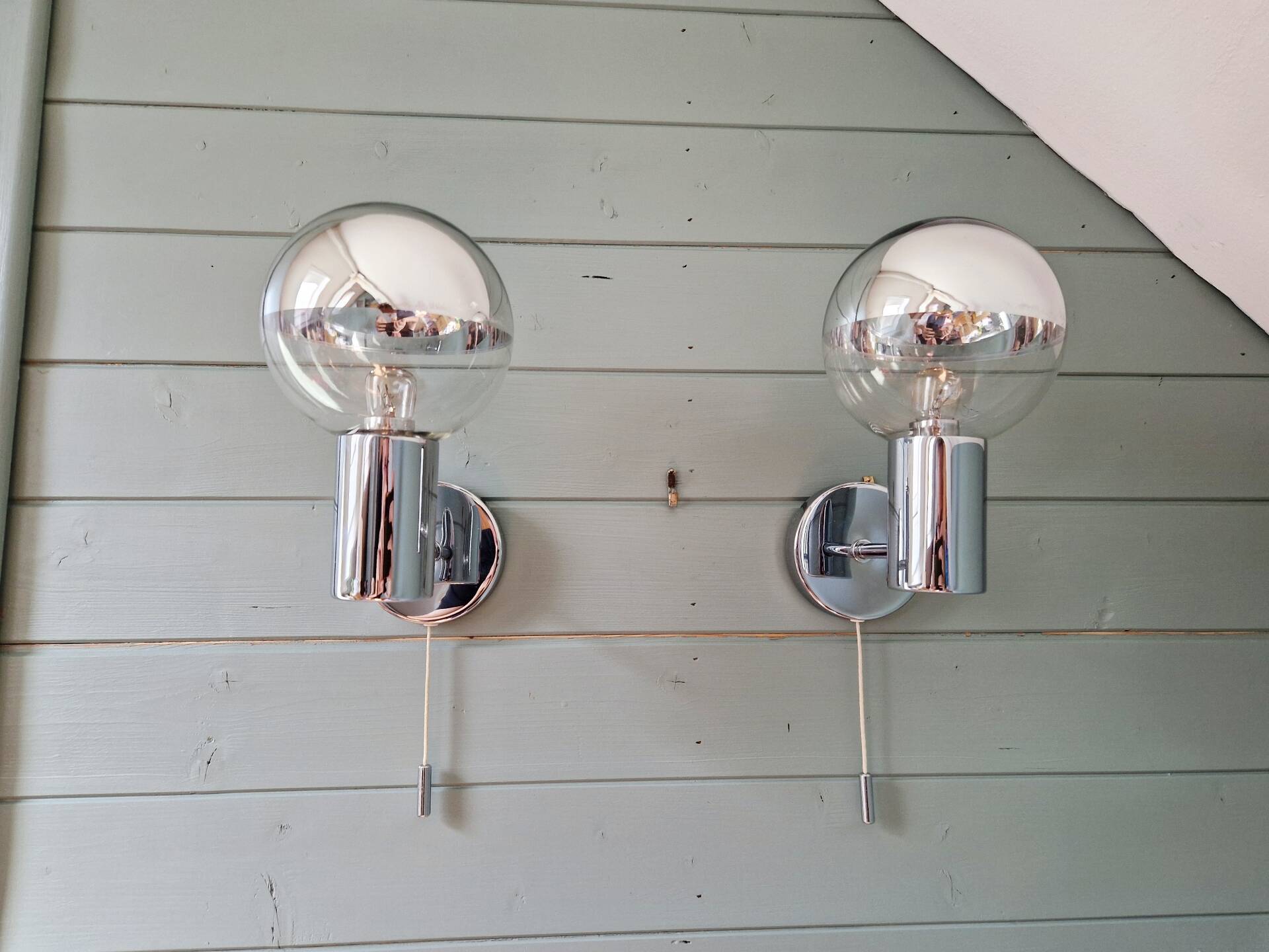 Pair of Space Age wall sconces, Motoko Ishii, Staff Leuchten, 1970