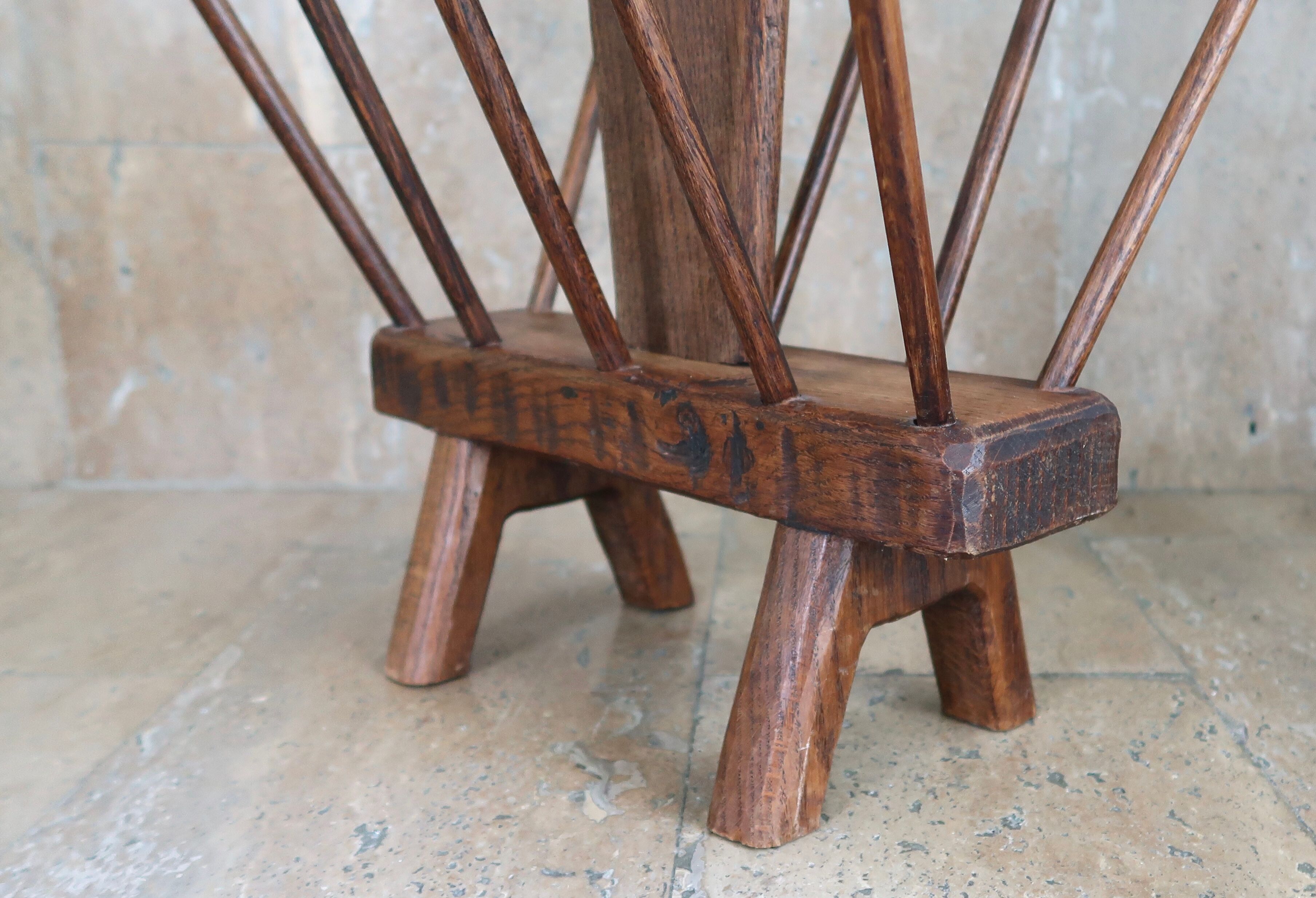 Brutalist wooden magazine holder, folk art, 50s