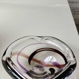 Large pocket/ashtray in heavy crystal with contemporary design - Designer Max Verboeket for Kristalunie/Maastricht factory. Diameter 22 cm