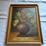 Oil on canvas, bouquet of flowers signed Foncier
