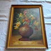 Oil on canvas, bouquet of flowers signed Foncier