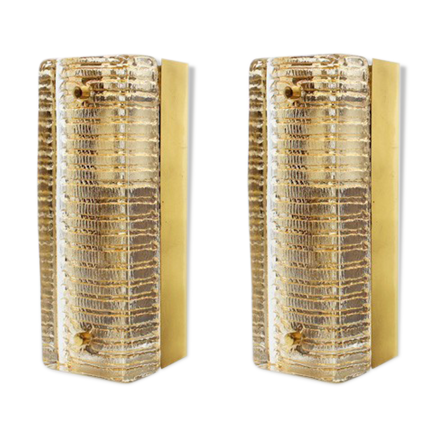 Pair of wall glass & brass Designer: ' Carl Fagerlund