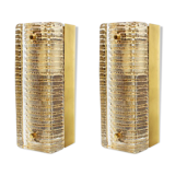 Pair of wall glass & brass Designer: ' Carl Fagerlund