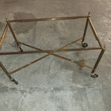 Rolling coffee table in vintage gilded bronze