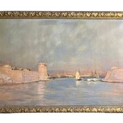 Allegre raymond, oil on canvas port of marseille signed dated 19th century