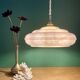 Vintage pink Clichy glass pendant lampshade with marbled effect
