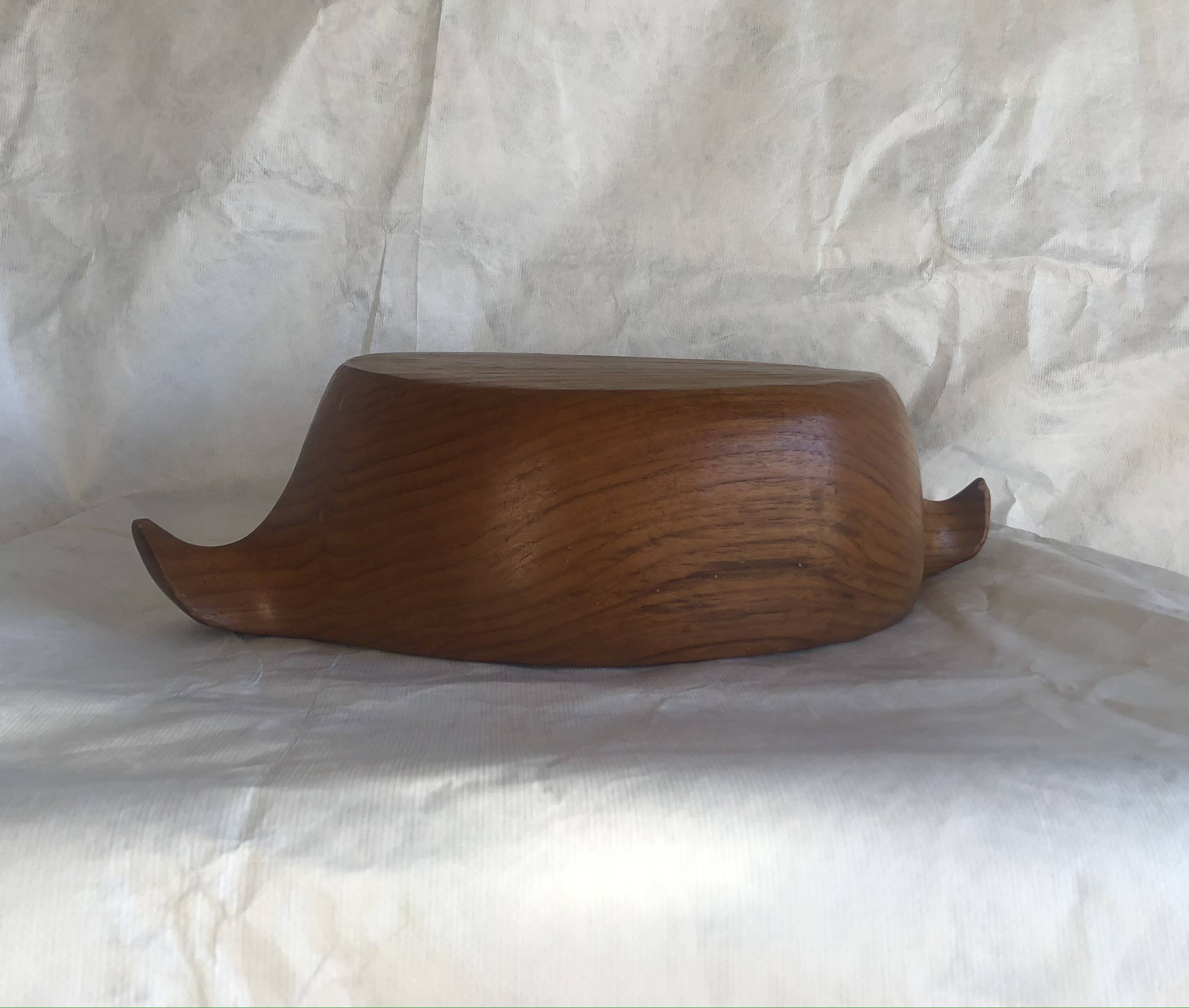 Saladier vintage en teck design scandinave