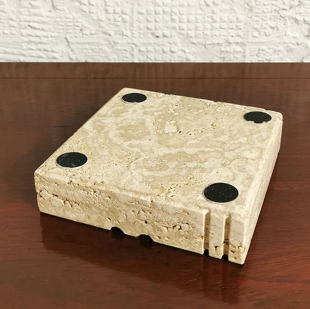 Ashtray in travertine, Cerri Nestore, 1970