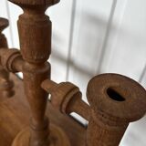 Chandelier / candélabre scandinave en bois tourné années 50/60