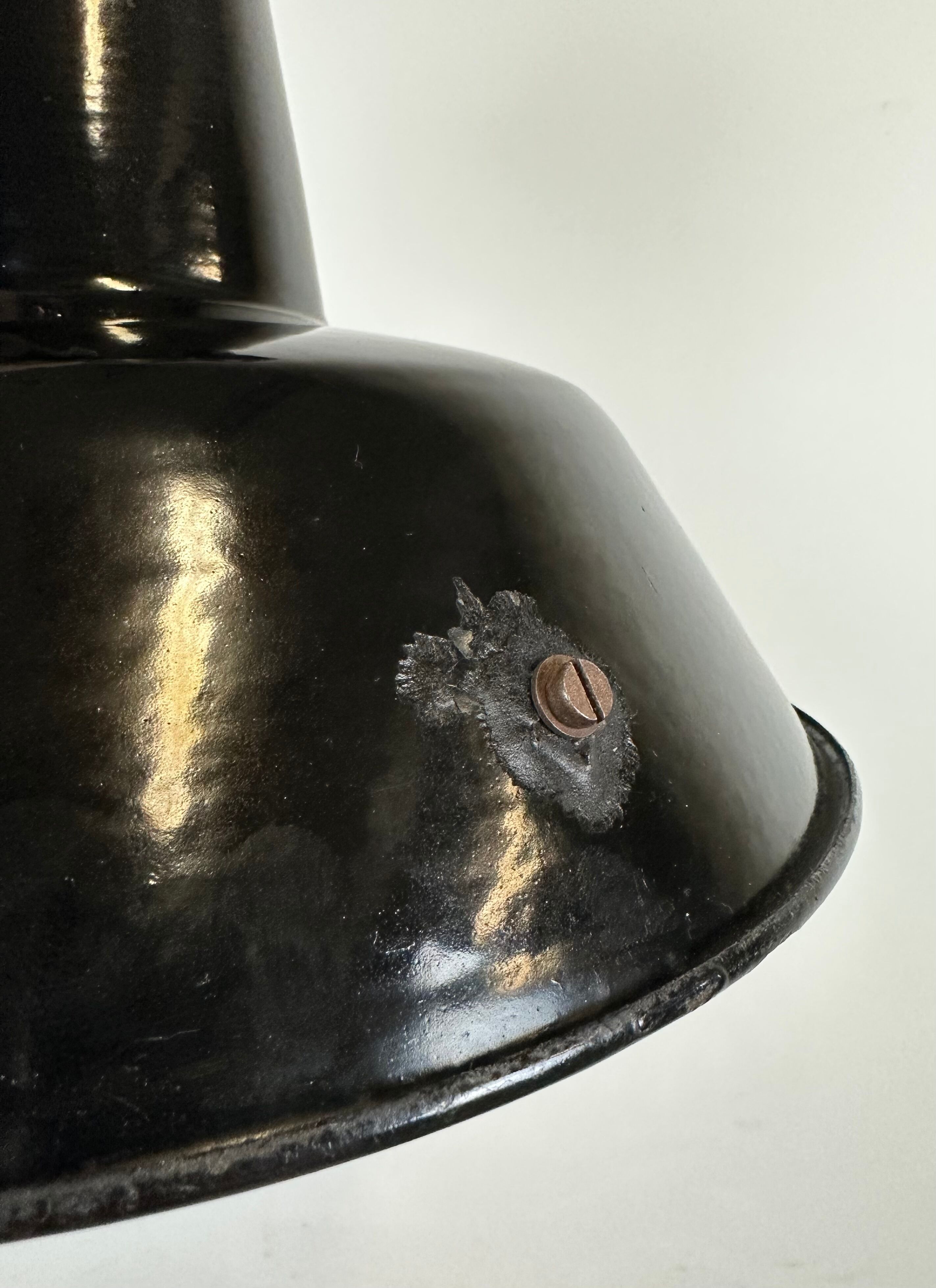 Industrial Black Enamel Factory Lamp with Cast Iron Top, 1960s