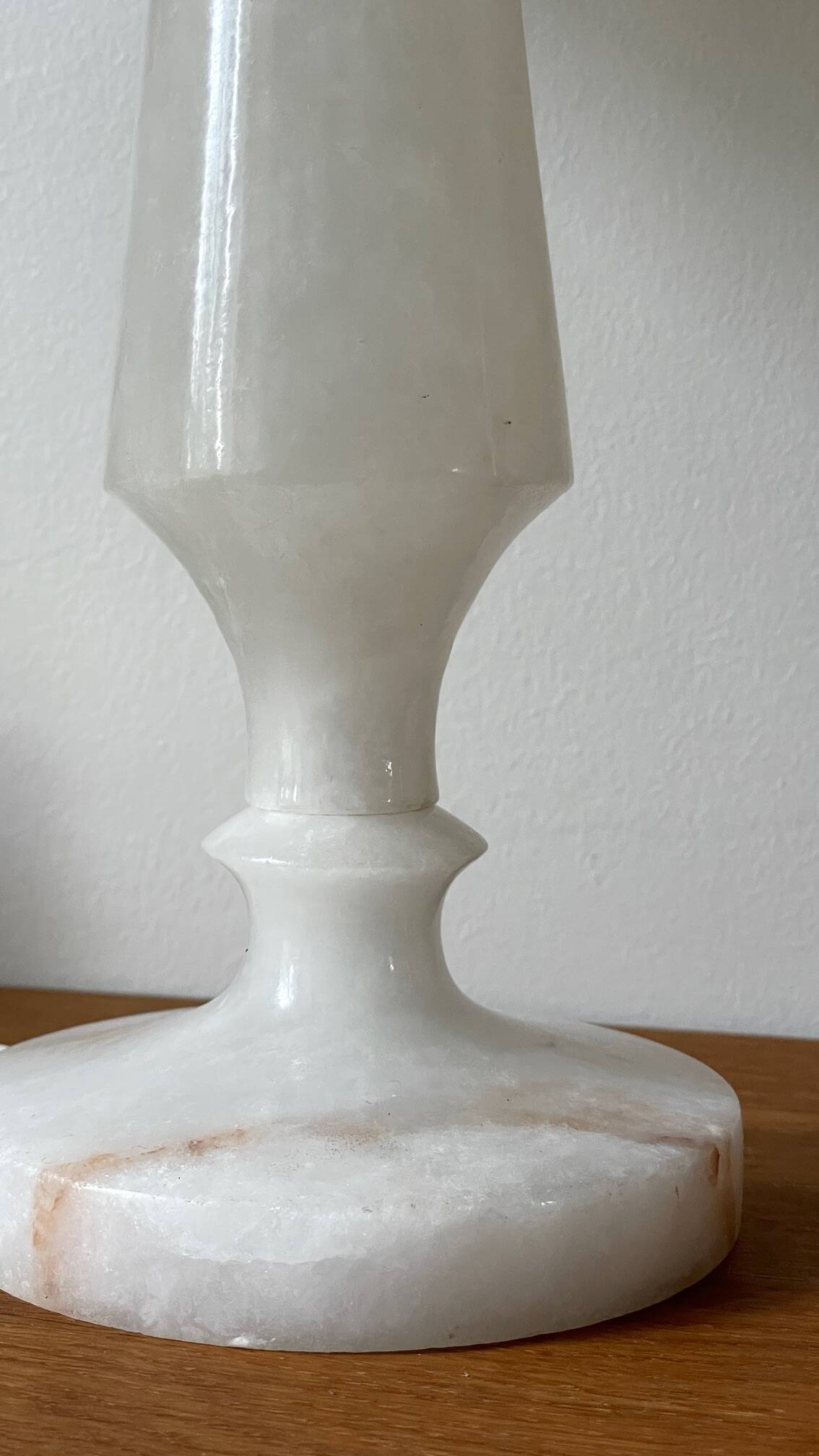 Vintage geometric alabaster stone lamp