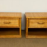 Dresser and rattan bedside tables
