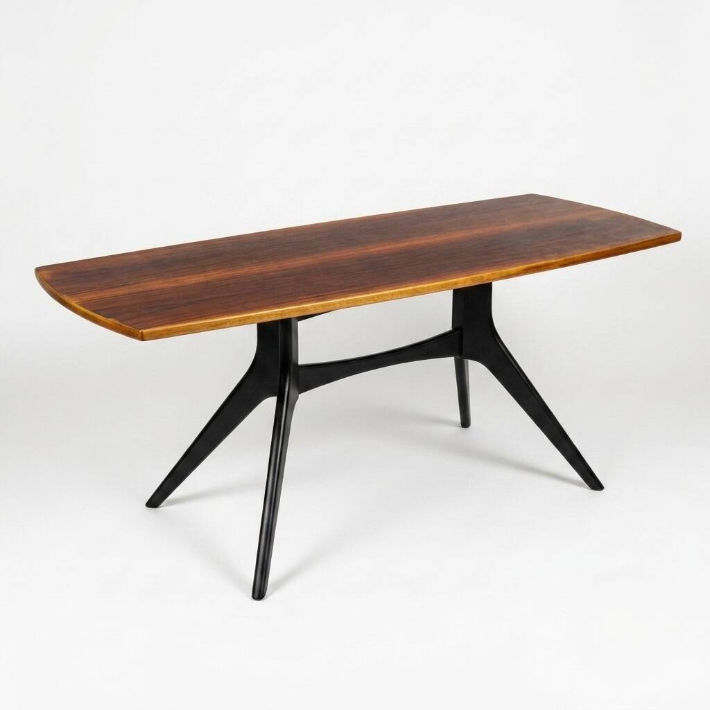 Vintage Scandinavian coffee table in teak with black legs - 1960s