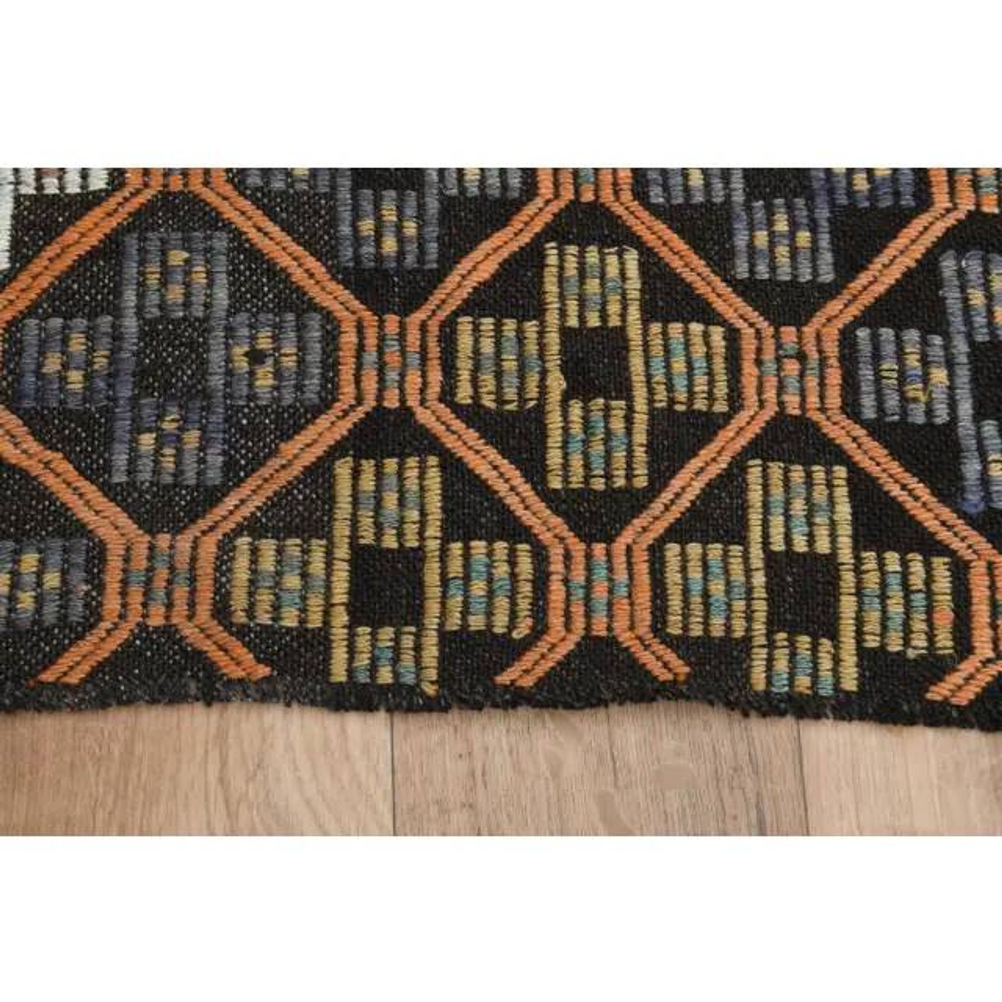 Brown Orange Handmade Vintage Turkish Kilim Area Rug  112x159